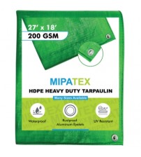 Mipatex Tarpaulin / Tirpal 27 Feet x 18 Feet 200 GSM (Green/White)